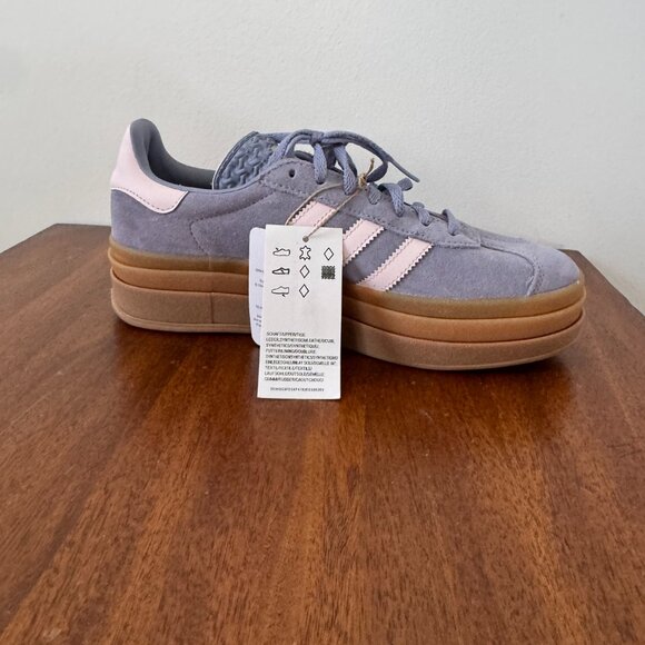 Adidas Gazelle Bold Shoes Kids in Silver Violet/Almost Pink/Gum - Picture 4 of 11